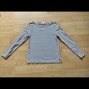 J. Crew cotton boat-neck off-white and navy striped long-sleeve